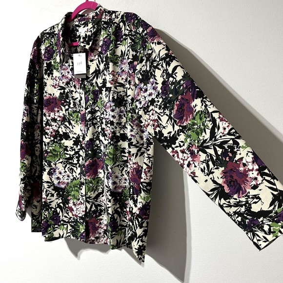 J Jill Shirt Top Button Front Floral Women’s Size L Large NWT - Picture 10 of 10
